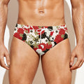 Floral Kimono Pattern Print Men's Swim Briefs