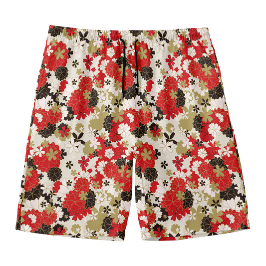 Floral Kimono Pattern Print Men's Swim Trunks