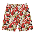 Floral Kimono Pattern Print Men's Swim Trunks