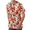 Floral Kimono Pattern Print Men's Velvet T-Shirt