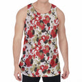Floral Kimono Pattern Print Men's Velvet Tank Top