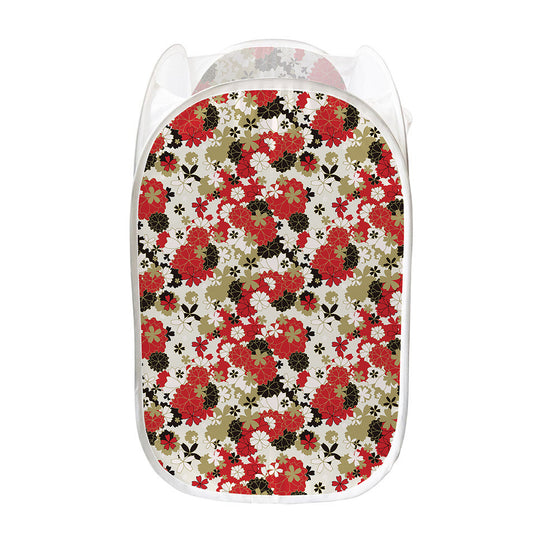 Floral Kimono Pattern Print Mesh Laundry Hamper