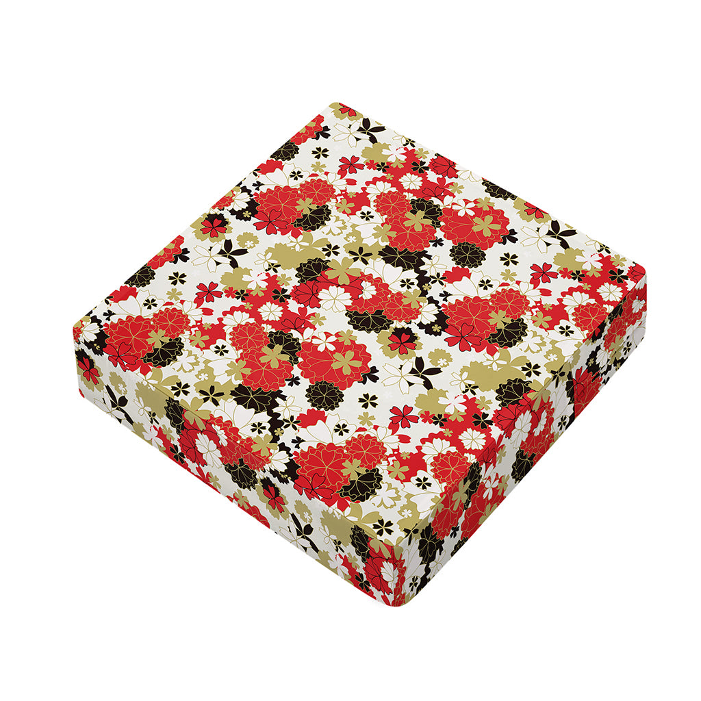 Floral Kimono Pattern Print Outdoor Seat Cushion Cover