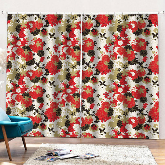 Floral Kimono Pattern Print Pencil Pleat Curtains