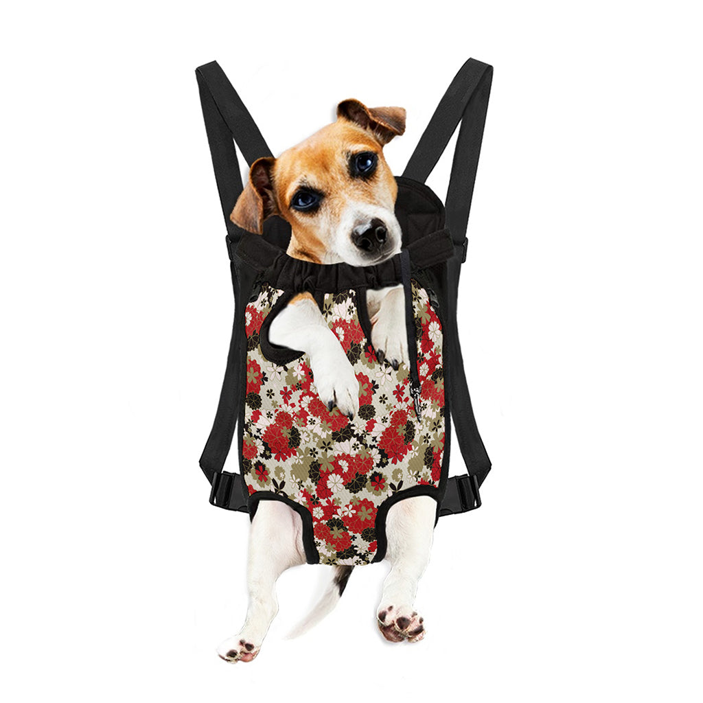 Floral Kimono Pattern Print Pet Carrier Backpack