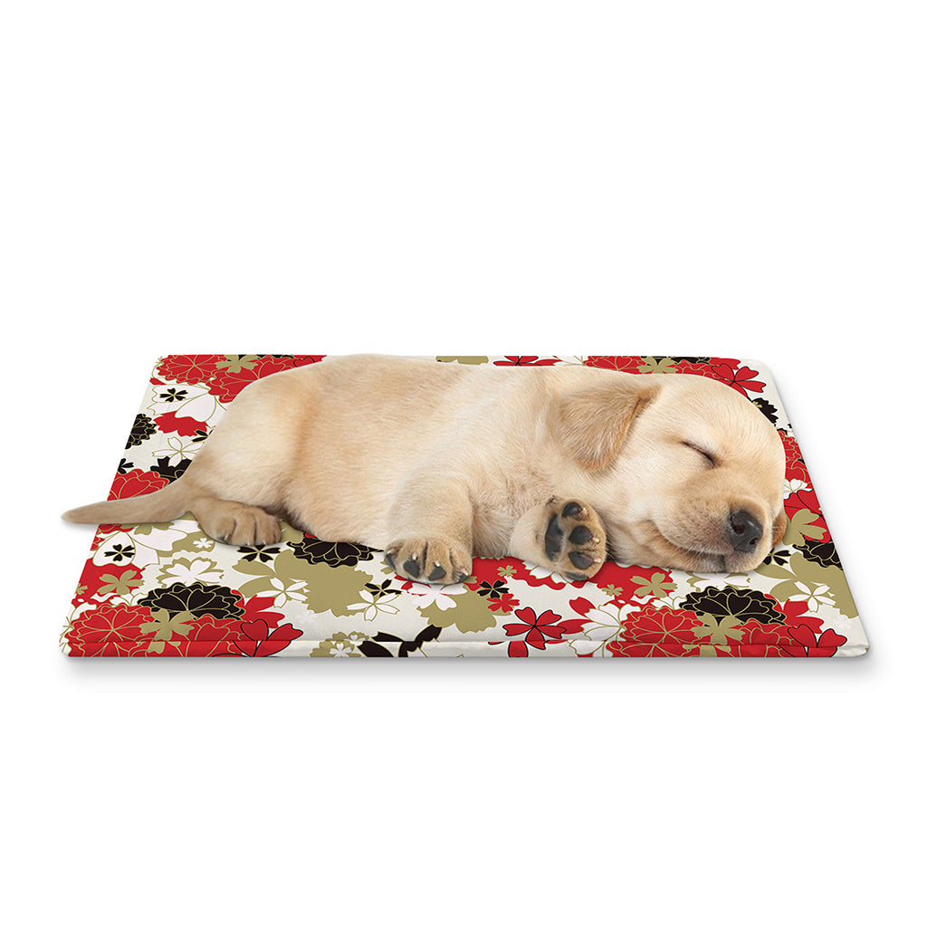 Floral Kimono Pattern Print Pet Cooling Mat Cover