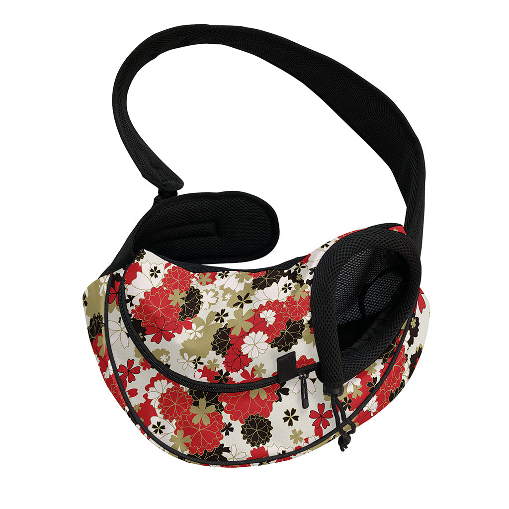 Floral Kimono Pattern Print Pet Sling Carrier