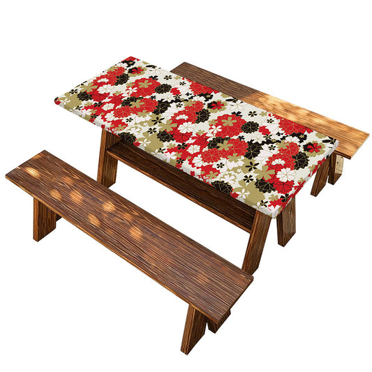 Floral Kimono Pattern Print Picnic Table Cover