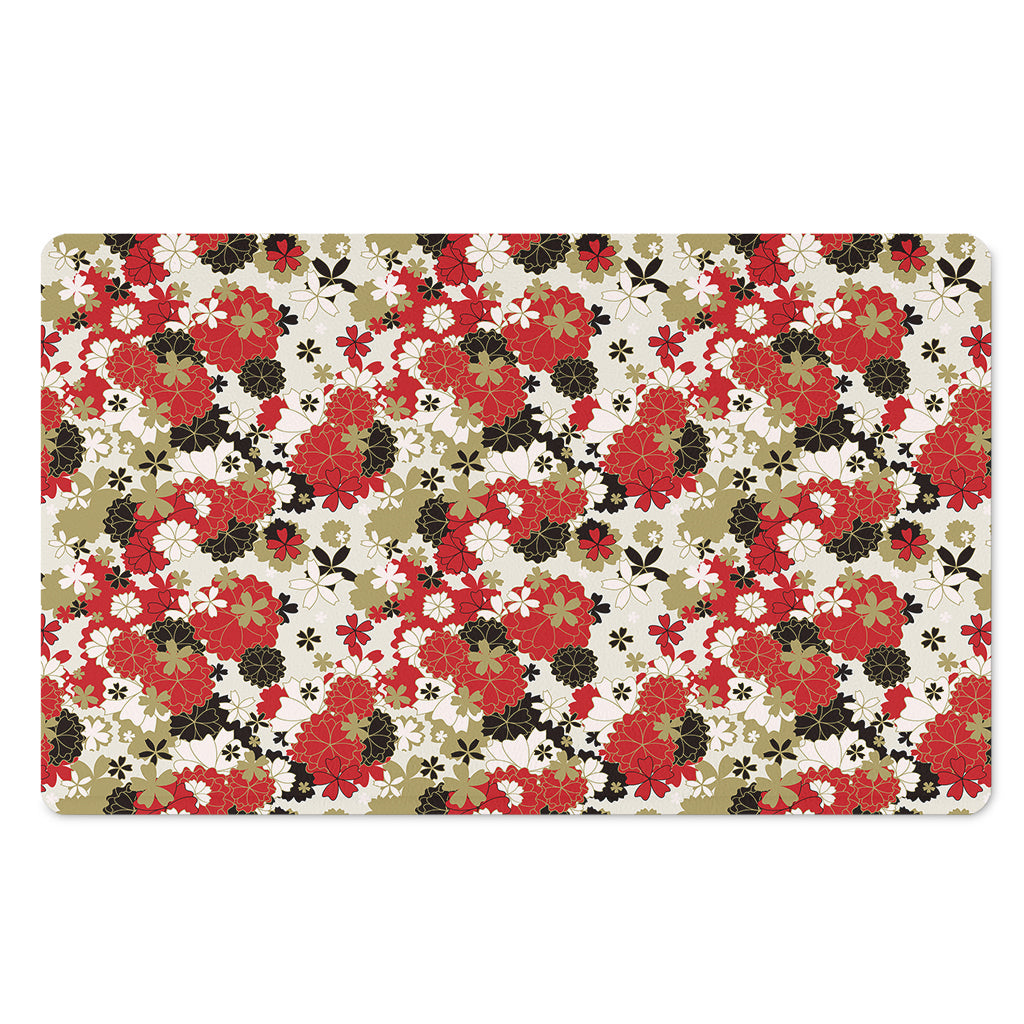 Floral Kimono Pattern Print Polyester Doormat