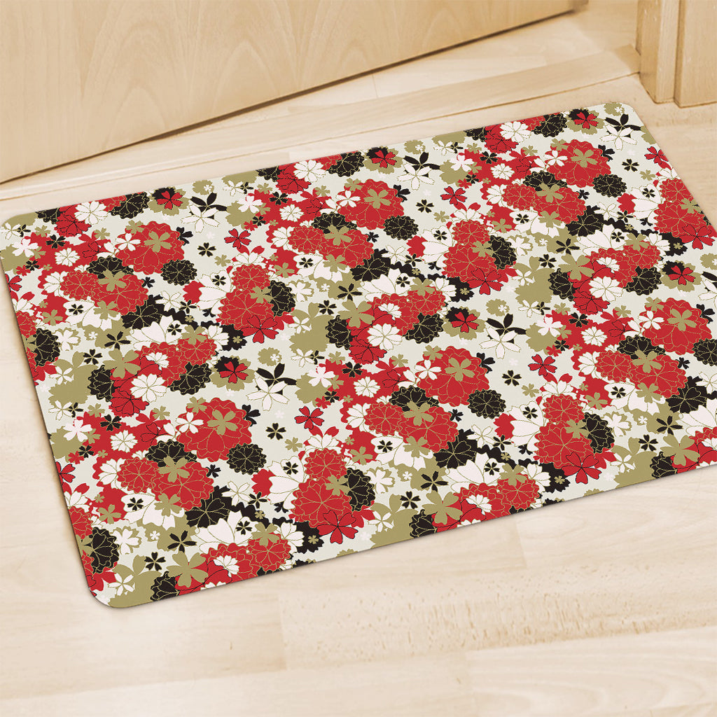 Floral Kimono Pattern Print Polyester Doormat