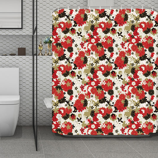 Floral Kimono Pattern Print Polyester Shower Curtain