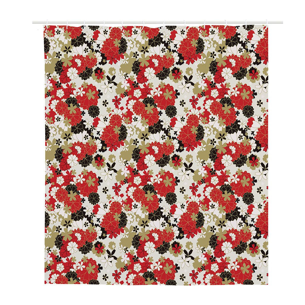 Floral Kimono Pattern Print Polyester Shower Curtain