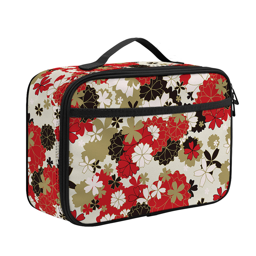 Floral Kimono Pattern Print Portable Lunch Bag