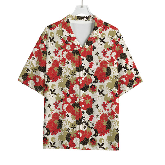 Floral Kimono Pattern Print Rayon Hawaiian Shirt