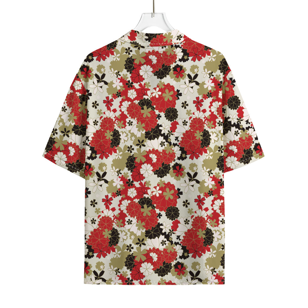 Floral Kimono Pattern Print Rayon Hawaiian Shirt
