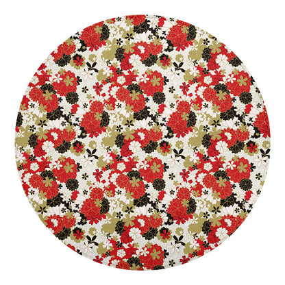 Floral Kimono Pattern Print Round Blanket