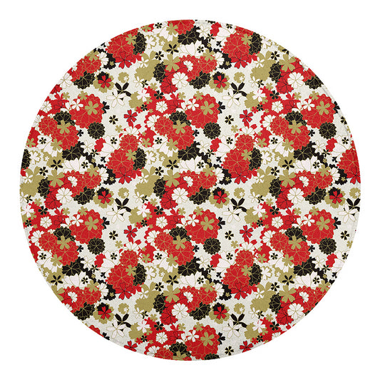 Floral Kimono Pattern Print Round Blanket