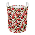 Floral Kimono Pattern Print Round Laundry Basket