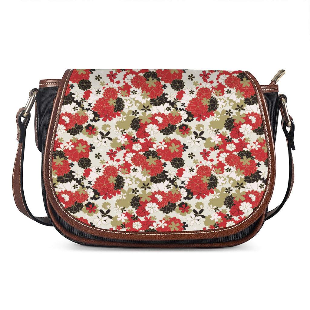 Floral Kimono Pattern Print Saddle Bag