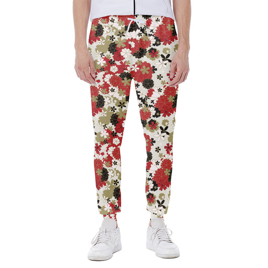 Floral Kimono Pattern Print Scuba Joggers