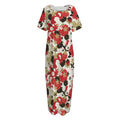 Floral Kimono Pattern Print Short Sleeve Long Nightdress