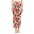 Floral Kimono Pattern Print Side Slit Maxi Skirt