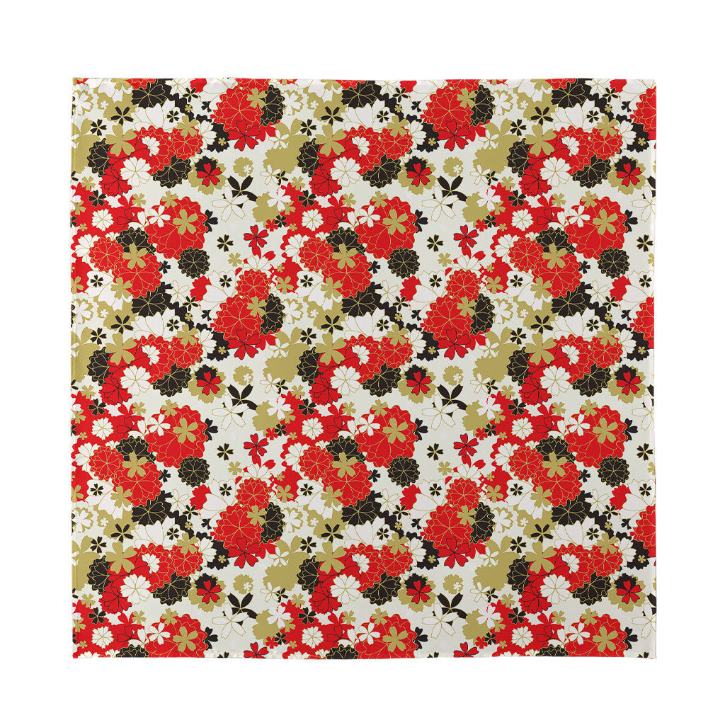 Floral Kimono Pattern Print Silk Bandana