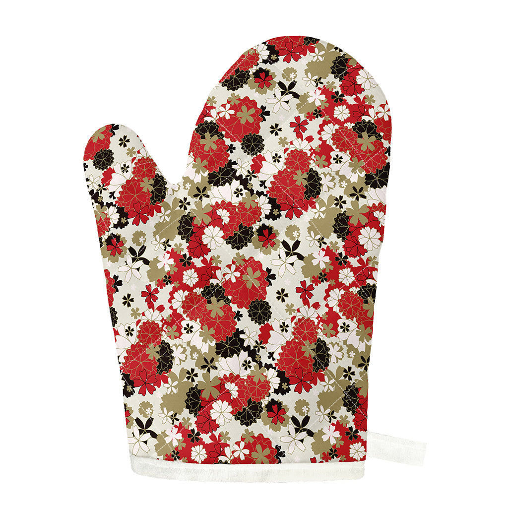 Floral Kimono Pattern Print Single Oven Mitt
