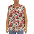 Floral Kimono Pattern Print Sleeveless Baseball Jersey