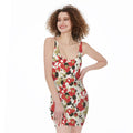 Floral Kimono Pattern Print Sleeveless Bodycon Dress