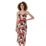 Floral Kimono Pattern Print Slim Fit Midi Cami Dress
