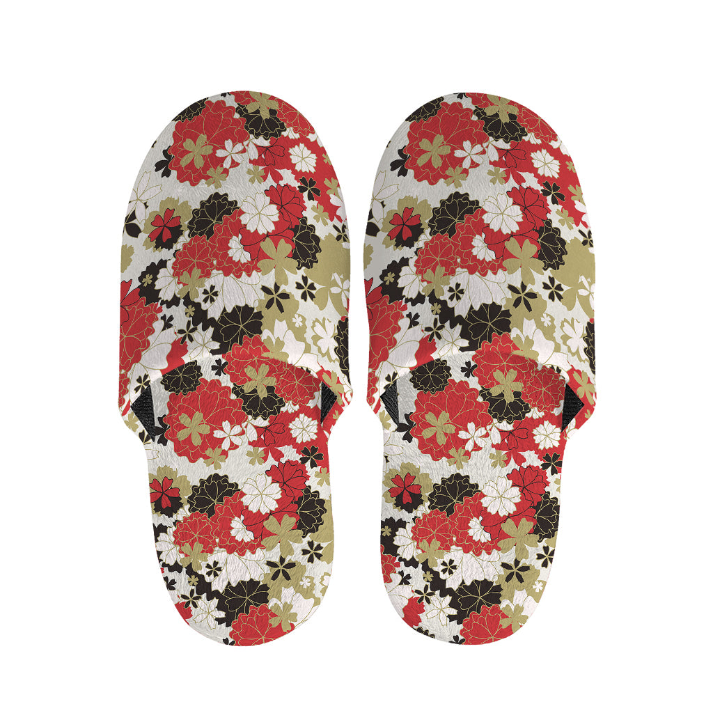 Floral Kimono Pattern Print Slippers