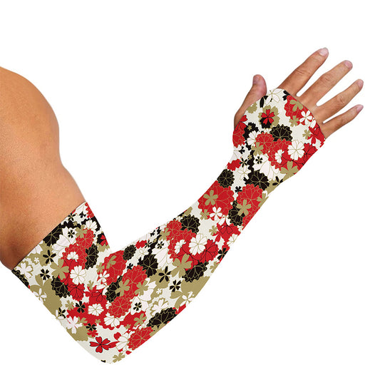 Floral Kimono Pattern Print Sun Protection Arm Sleeves