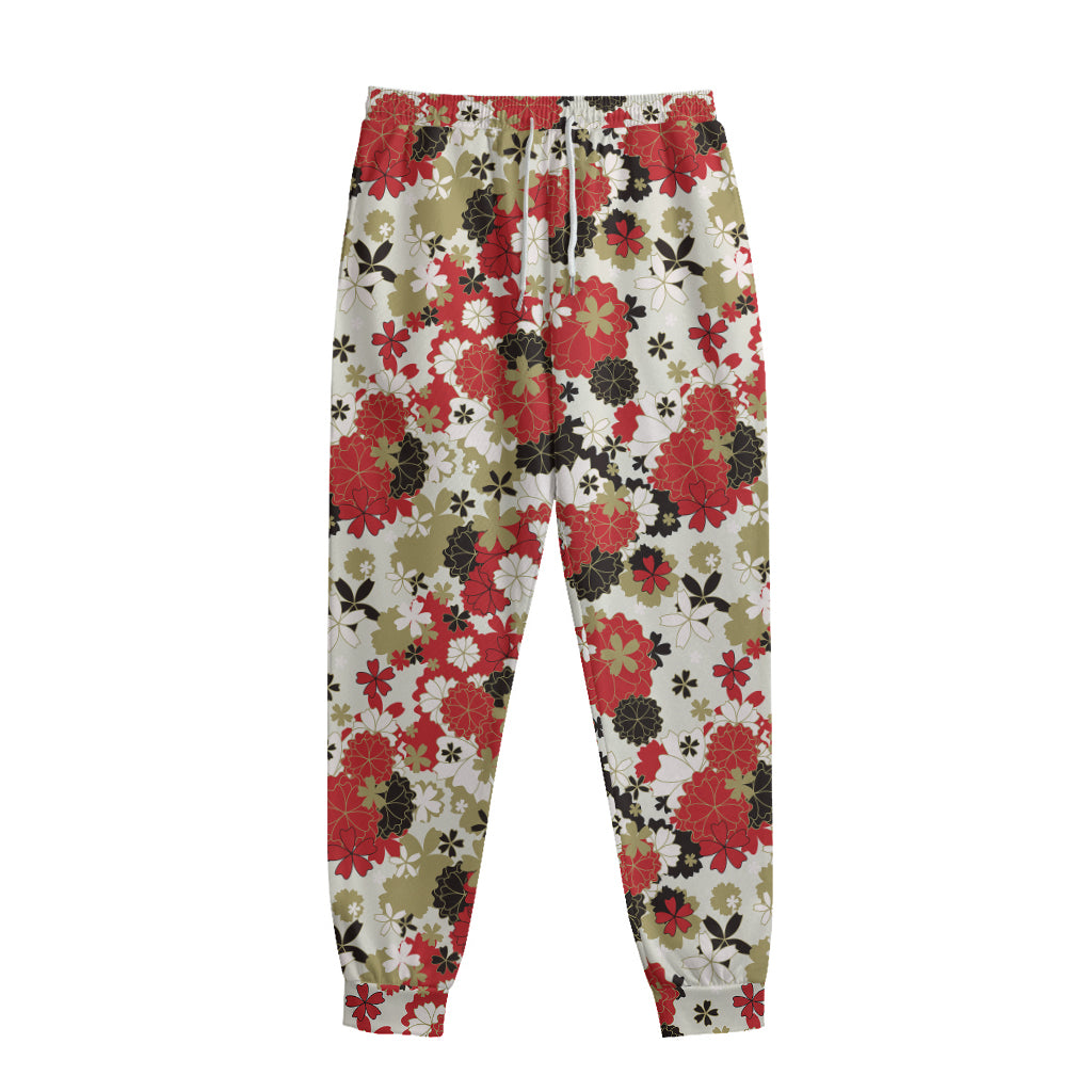 Floral Kimono Pattern Print Sweatpants