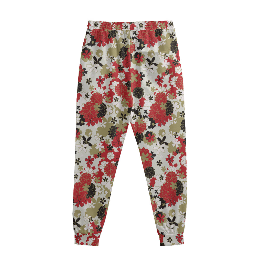 Floral Kimono Pattern Print Sweatpants