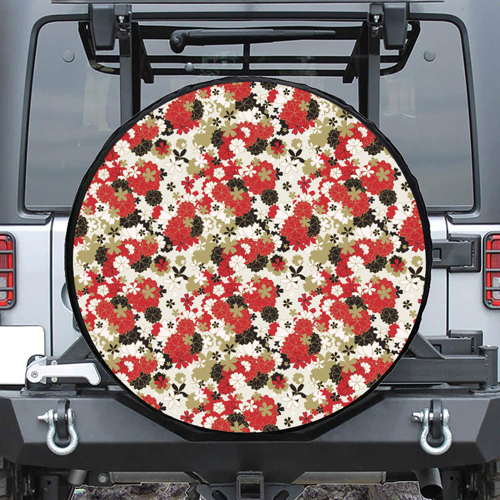 Floral Kimono Pattern Print Tire Cover