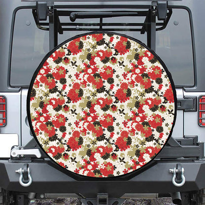 Floral Kimono Pattern Print Tire Cover