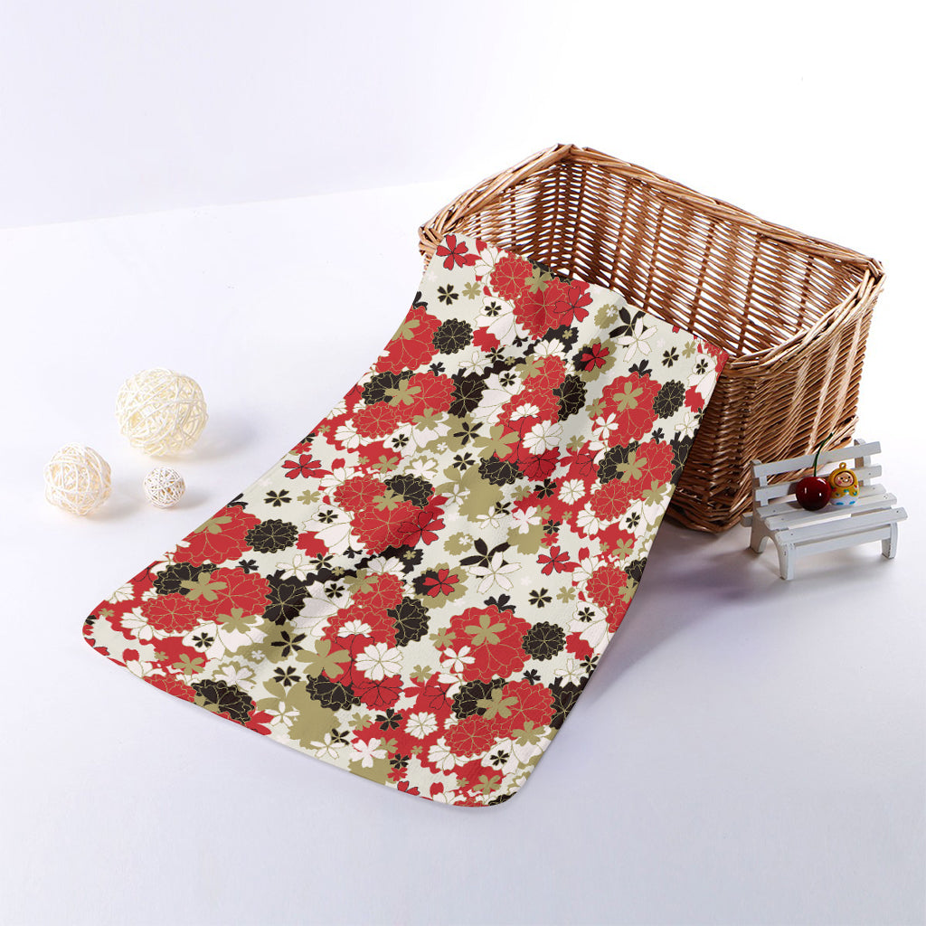 Floral Kimono Pattern Print Towel