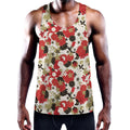 Floral Kimono Pattern Print Men's Workout Tank Top