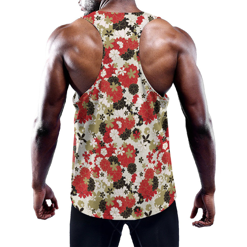 Floral Kimono Pattern Print Training Tank Top