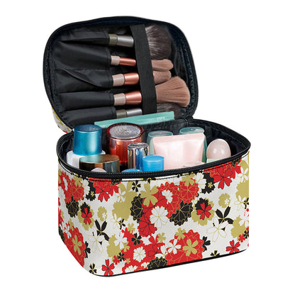 Floral Kimono Pattern Print Travel Makeup Bag