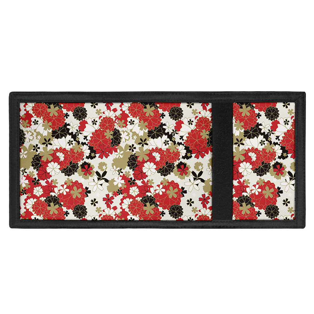 Floral Kimono Pattern Print Trifold Wallet