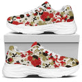 Floral Kimono Pattern Print White Chunky Shoes