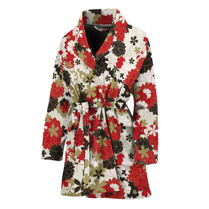 Floral Kimono Pattern Print Women's Bathrobe