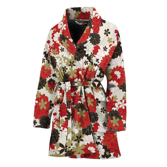 Floral Kimono Pattern Print Women's Bathrobe