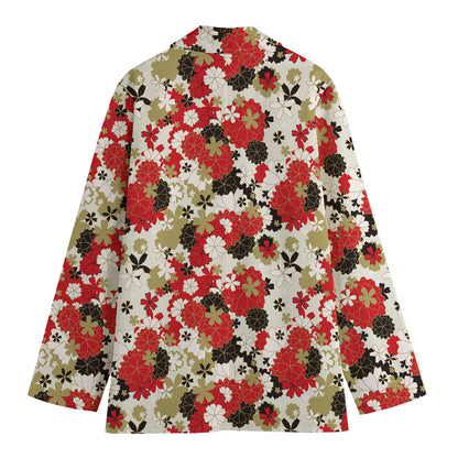 Floral Kimono Pattern Print Women's Blazer