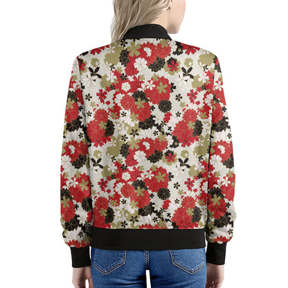 Floral Kimono Pattern Print Women's Bomber Jacket