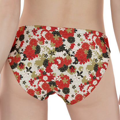 Floral Kimono Pattern Print Women's Panties