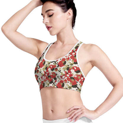 Floral Kimono Pattern Print Women's Sports Bra