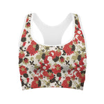 Floral Kimono Pattern Print Women's Sports Bra
